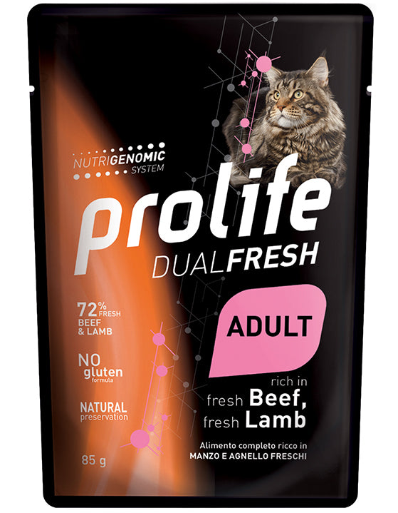 PROLIFE GATTO DUAL FRESH ADULTO MANZO & AGNELLO BUSTA 85 GR