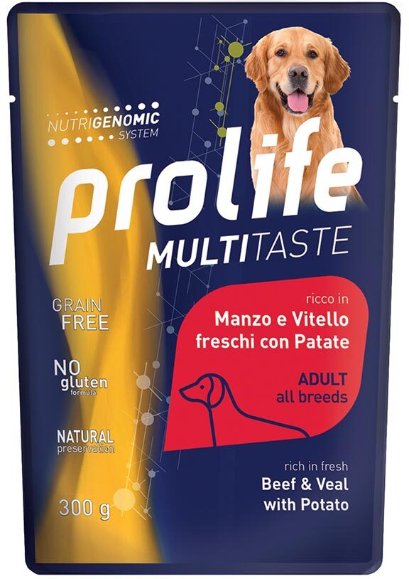 PROLIFE CANE MULTITASTE ADULTO MANZO, VITELLO & PATATE BUSTA 300 GR