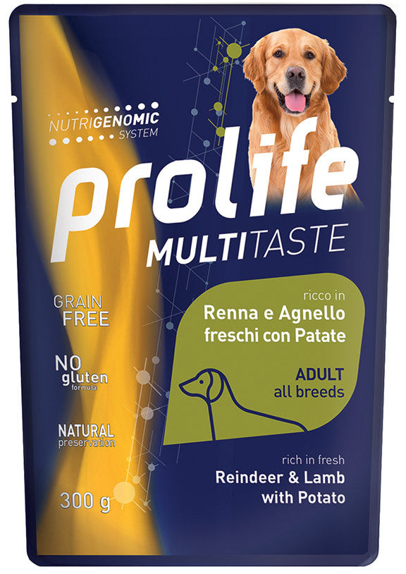PROLIFE CANE MULTITASTE ADULTO RENNA, AGNELLO & PATATE BUSTA 300 GR