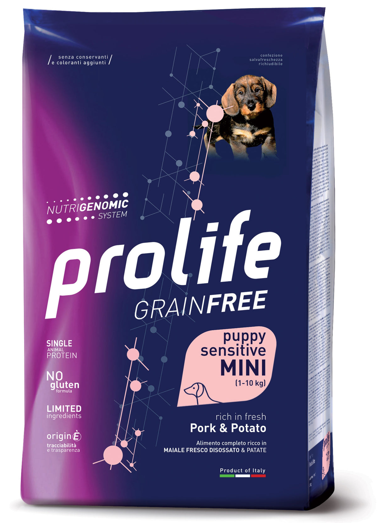 PROLIFE CANE GRAIN FREE SENSITIVE PUPPY MINI MAIALE & PATATE 7 KG