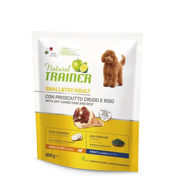 TRAINER CANE NATURAL ADULTO SMALL&TOY PROSCIUTTO CRUDO & RISO 800 GR