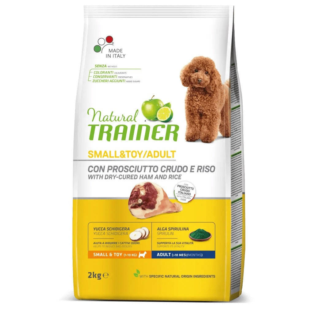 TRAINER CANE NATURAL ADULTO SMALL&TOY PROSCIUTTO CRUDO & RISO 2 KG