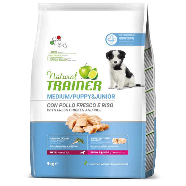 TRAINER CANE NATURAL PUPPY&JUNIOR MEDIUM POLLO & RISO 3 KG