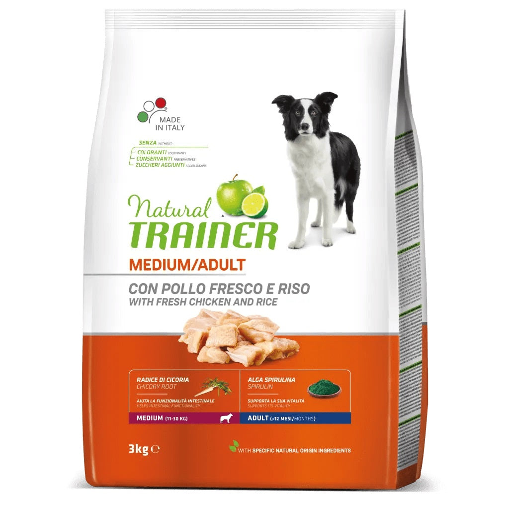 TRAINER CANE NATURAL ADULTO MEDIUM POLLO & RISO 3 KG