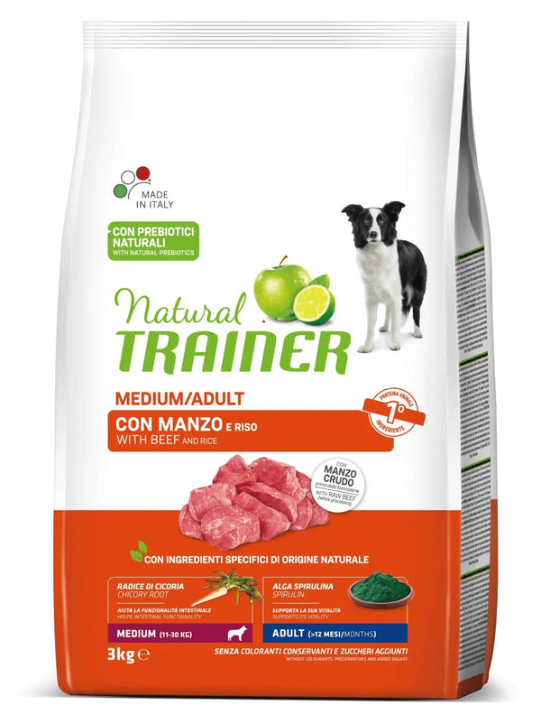 TRAINER CANE NATURAL ADULTO MEDIUM MANZO & RISO 3 KG