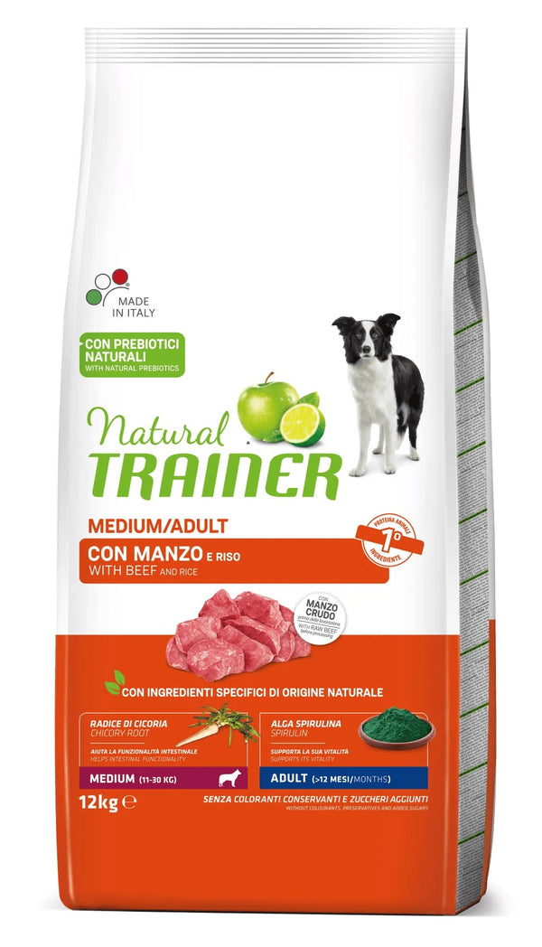 TRAINER CANE NATURAL ADULTO MEDIUM MANZO & RISO 12 KG