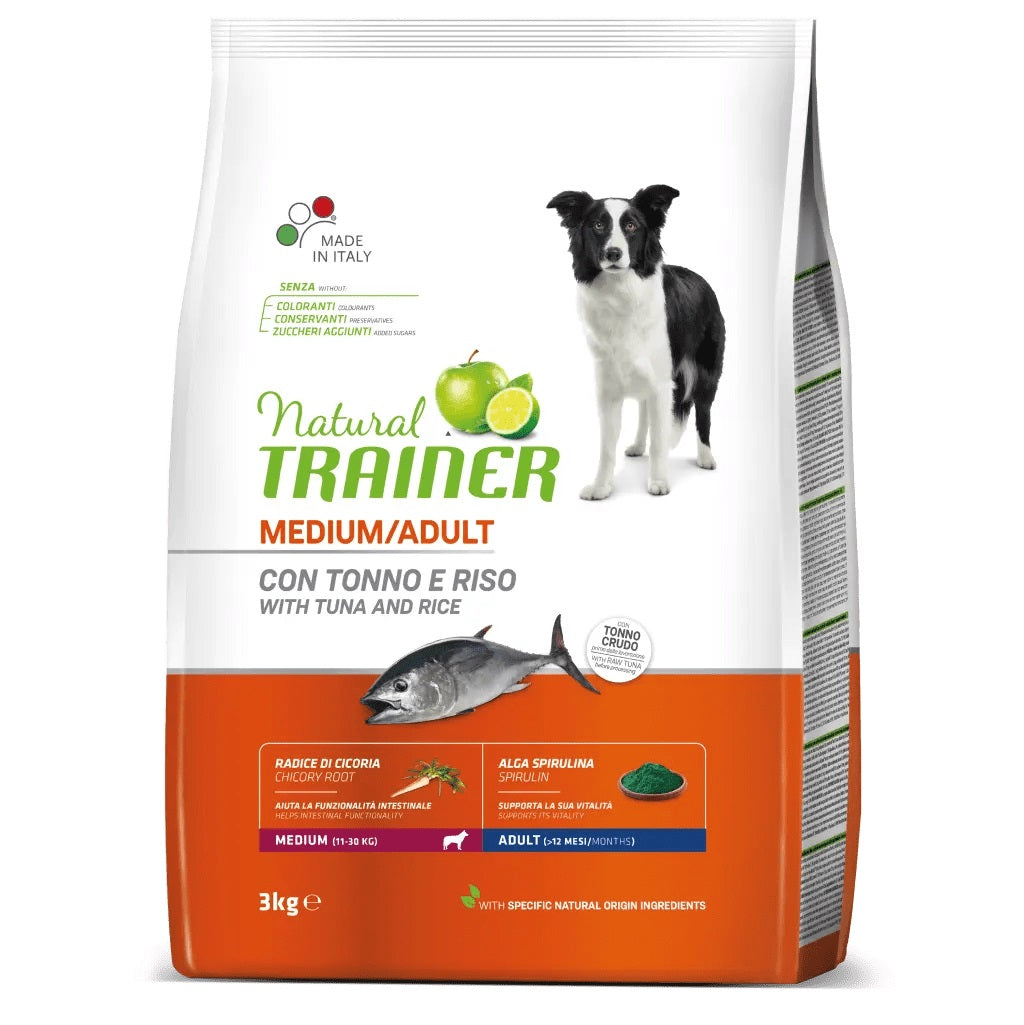 TRAINER CANE NATURAL ADULTO MEDIUM TONNO & RISO 3 KG