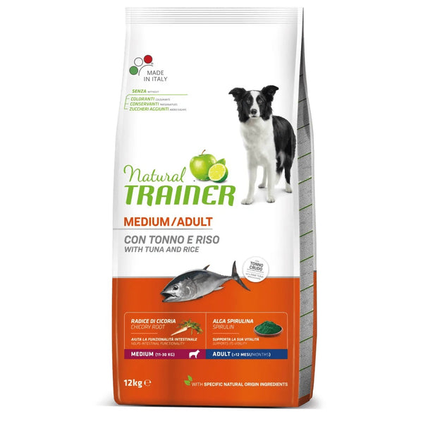 TRAINER CANE NATURAL ADULTO MEDIUM TONNO & RISO 12 KG