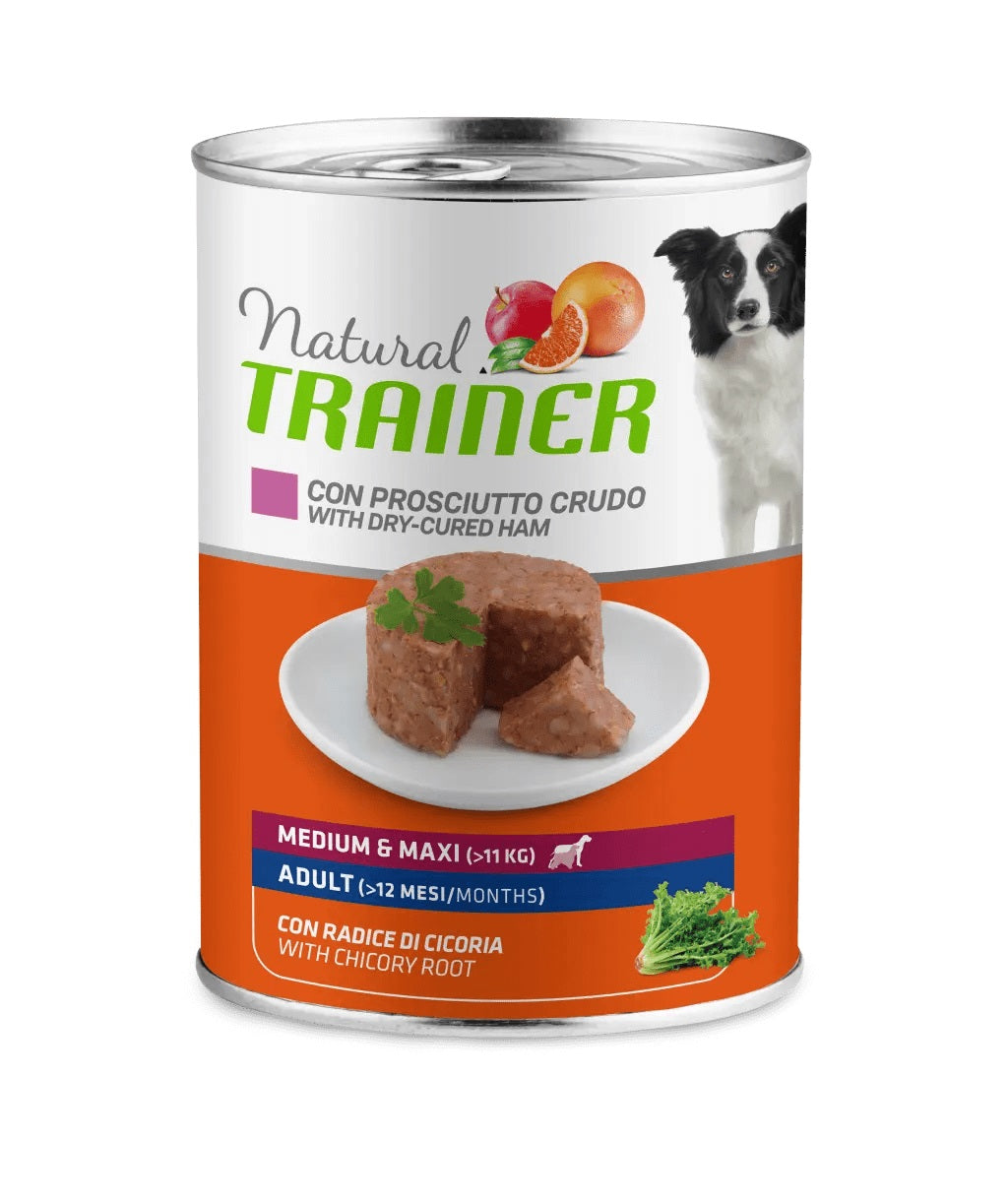 TRAINER CANE NATURAL ADULTO MEDIUM&MAXI PROSCIUTTO CRUDO 400 GR