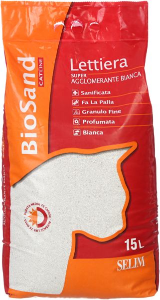 LETTIERA BIOSAND SUPER AGGLOMERANTE BIANCA 15 LT