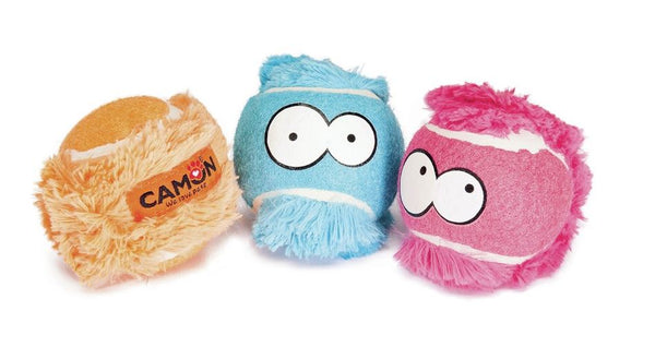 CAMON CANE GIOCO PALLA DA TENNIS GOMMA E PELO CF. (3 PZ) 7 CM