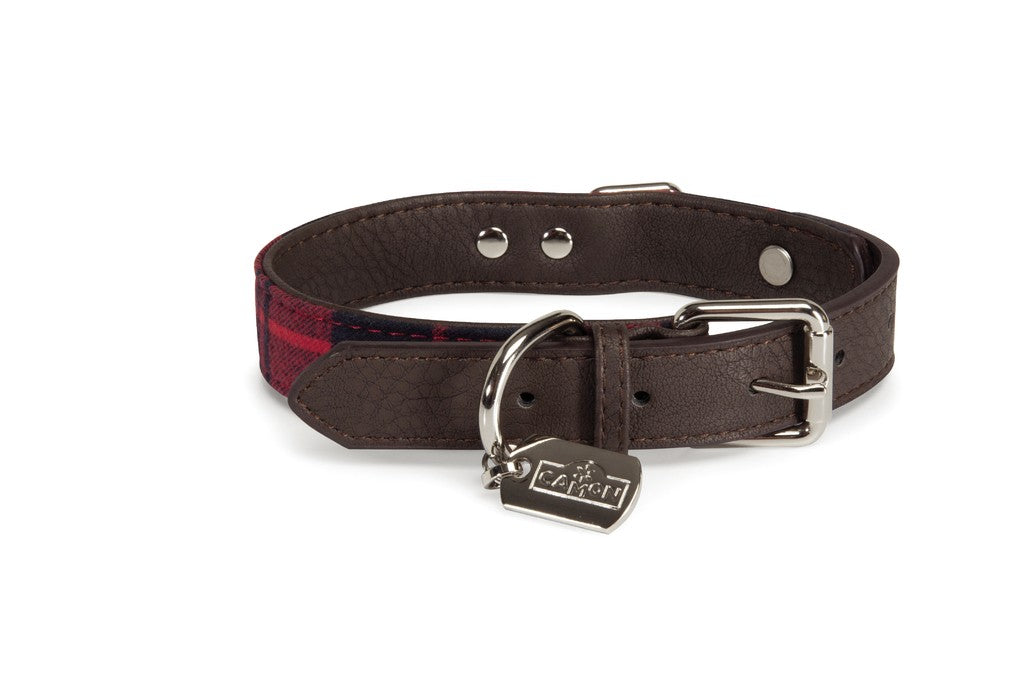 CAMON CANE COLLARE TARTAN 25 MM x 480 MM ROSSO