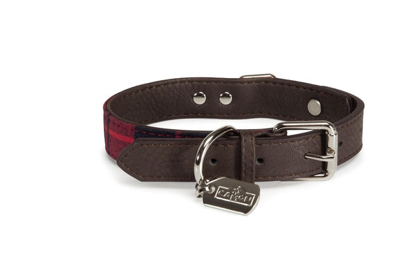 CAMON CANE COLLARE TARTAN 25 MM x 480 MM ROSSO