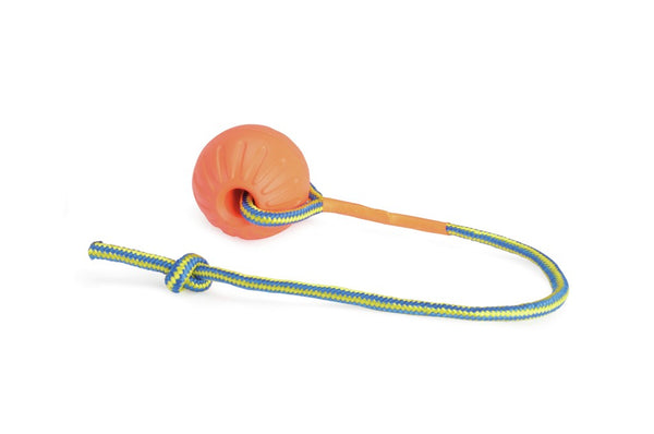 CAMON CANE GIOCO PALLA EVA CON CORDA 9 CM ARANCIONE