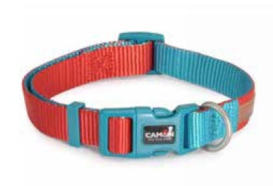CAMON CANE COLLARE REGOLABILE "DOUBLE PREMIUM" 10 MM x 20/30 CM ROSSO/OTTANIO