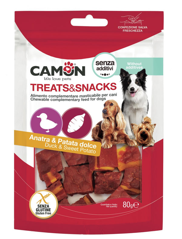 CAMON CANE SNACK QUADROTTI ALL'ANATRA & PATATA DOLCE 80 GR
