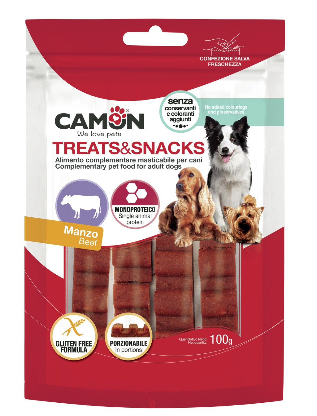 CAMON CANE SNACK BARRETTA DI MANZO PORZIONABILE CF. (4 PZ) 100 GR