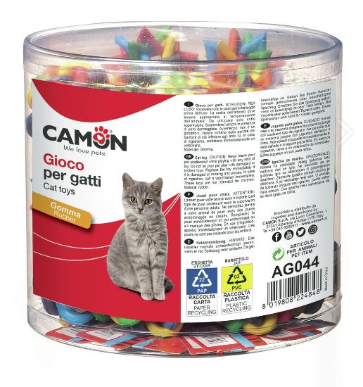 CAMON GATTO GIOCO PALLINA IN GOMMA INTRECCIATA 4,5 CM