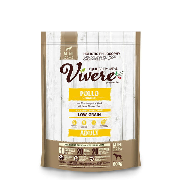 VIVERE CANE ADULTO MINI POLLO, RISO INTEGRALE & PISELLI 3 KG