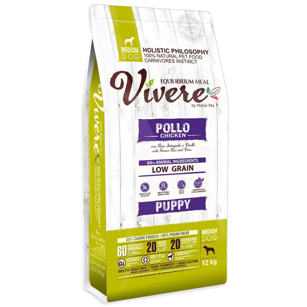 VIVERE CANE PUPPY MEDIUM POLLO, RISO INTEGRALE & PISELLI 3 KG