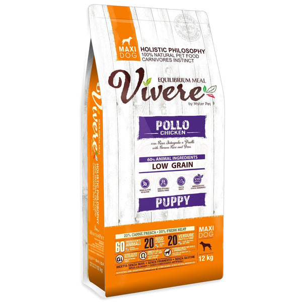 VIVERE CANE PUPPY MAXI POLLO, RISO INTEGRALE & PISELLI 12 KG