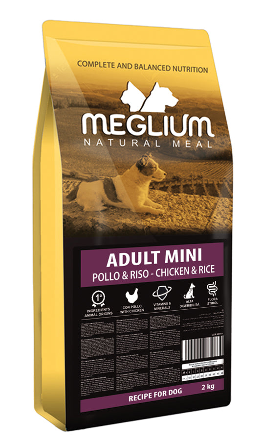 MEGLIUM CANE ADULTO MINI POLLO & RISO 2 KG