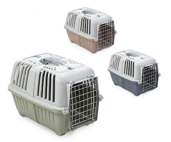 LEO PET TRASPORTINO "PRATIKO" CON PORTA IN METALLO 55x36x36 CM (colori assortiti)