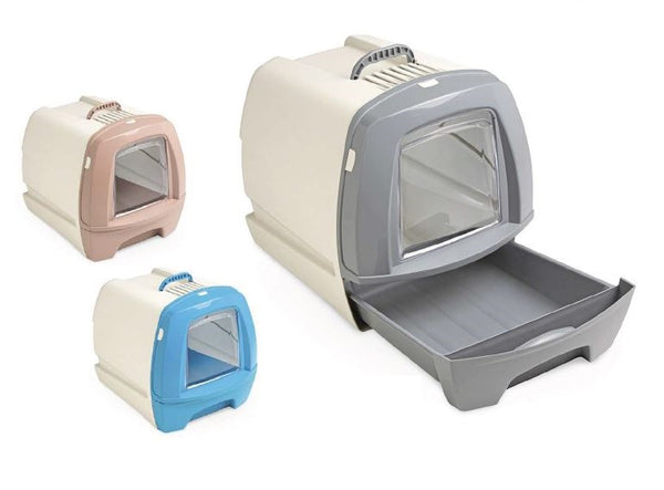 LEO PET GATTO LETTIERA IGIENICA "80'S" CON CASSETTO ESTRAIBILE 46x40x40 CM (colori assortiti)