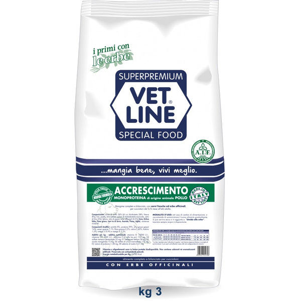 VETLINE CANE ACCRESCIMENTO MONOPROTEICO POLLO 3 KG