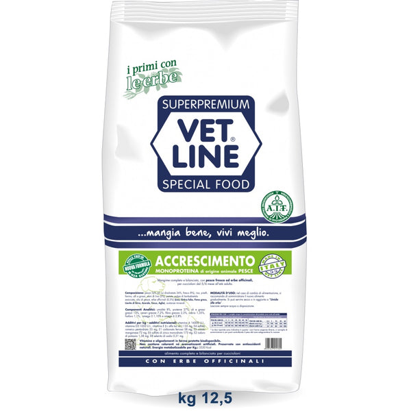 VETLINE CANE ACCRESCIMENTO MONOPROTEICO PESCE MOLOSSI 12,5 KG