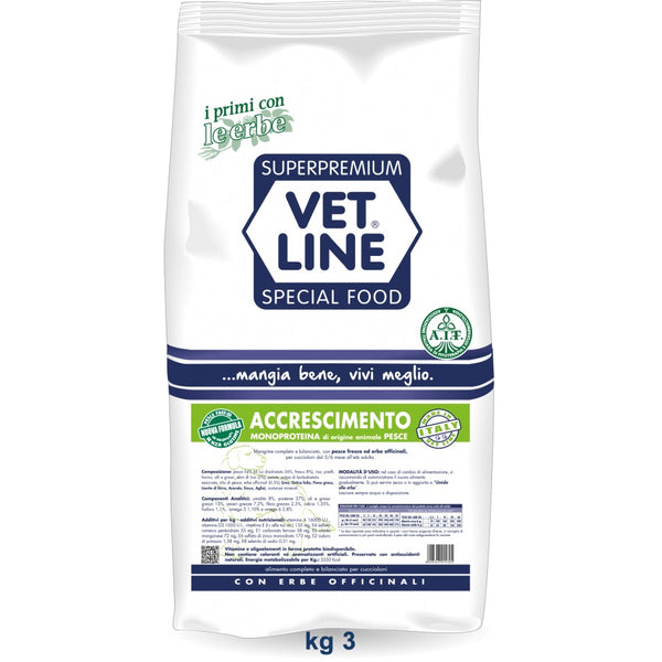 VETLINE CANE ACCRESCIMENTO MONOPROTEICO PESCE MOLOSSI 3 KG