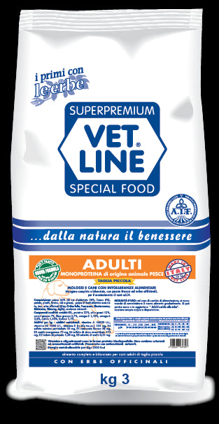 VETLINE CANE ADULTO MINI PESCE 3 KG