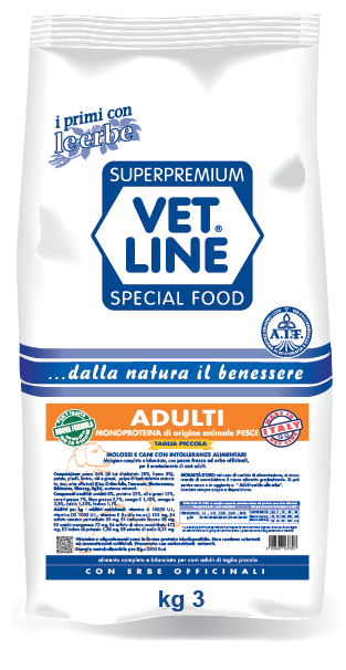 VETLINE CANE ADULTO MINI PESCE 3 KG