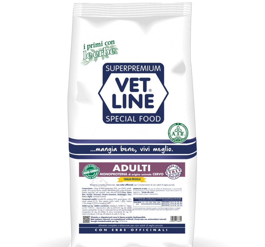 VETLINE CANE ADULTO MINI CERVO 12,5 KG