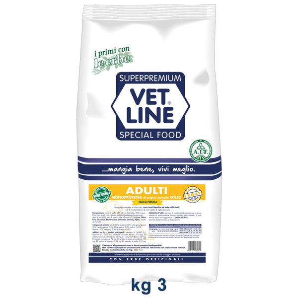 VETLINE CANE ADULTO MINI POLLO 3 KG