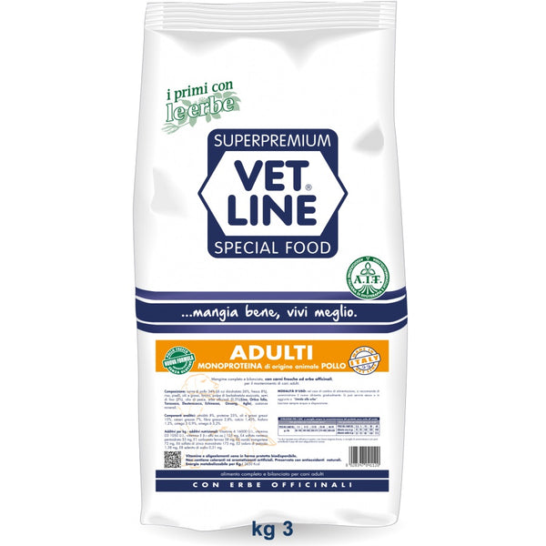 VETLINE CANE ADULTO MONOPROTEICO POLLO 3 KG