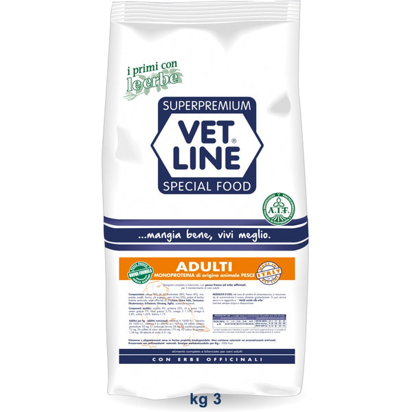 VETLINE CANE ADULTO MONOPROTEICO PESCE 3 KG