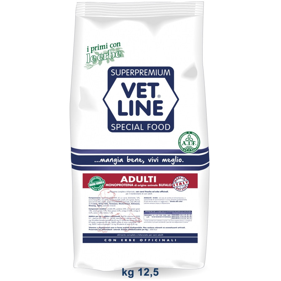 Vetline Cane Adulto Monoproteico Bufalo 12,5 kg