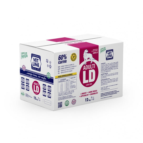 VETLINE CANE ADULTO LD MONOPROTEICO AGNELLO 12 KG (CF. 4X3 KG)