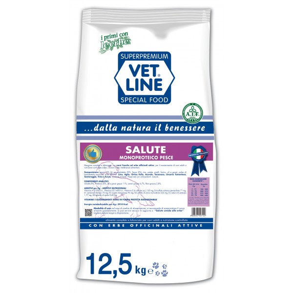 VETLINE CANE SALUTE MONOPROTEICO PESCE 12,5 KG