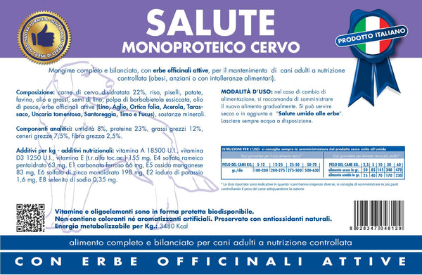 VETLINE CANE SALUTE MONOPROTEICO CERVO 12,5 KG
