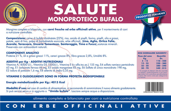 VETLINE CANE SALUTE MONOPROTEICO BUFALO 12,5 KG