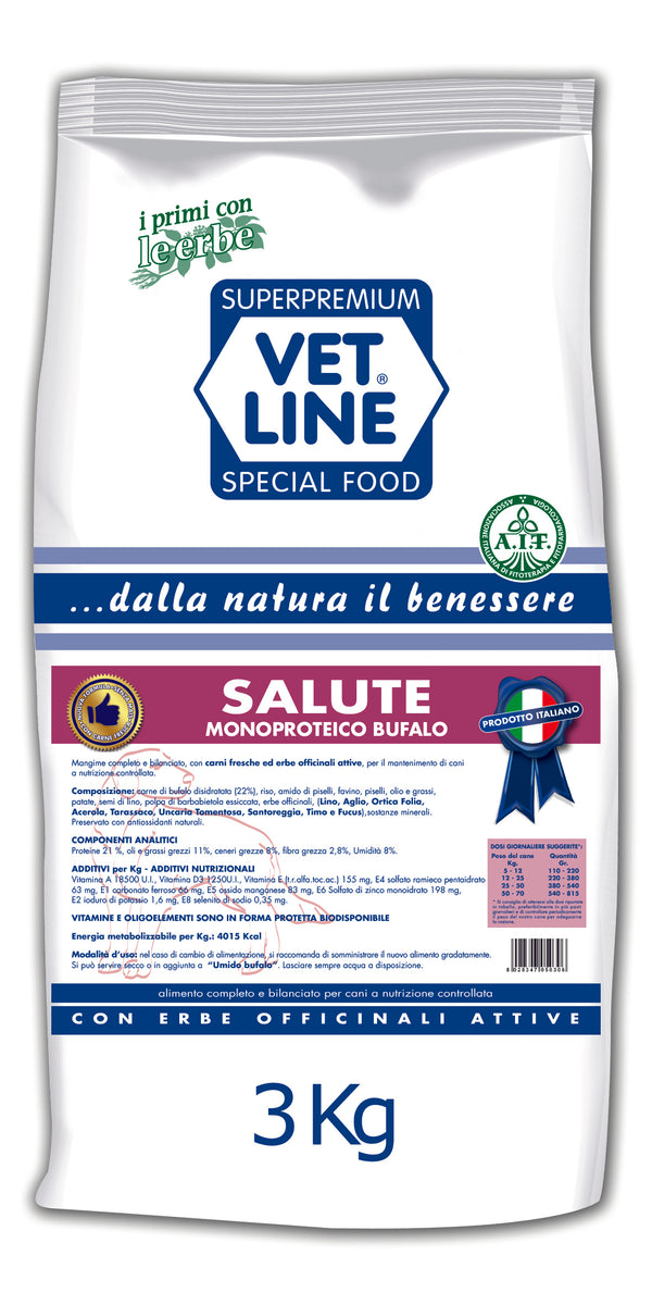 VETLINE CANE SALUTE MONOPROTEICO BUFALO 3 KG