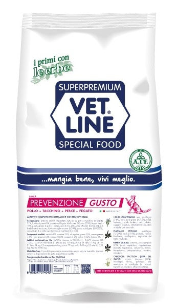VETLINE GATTO PREVENZIONE GUSTO CON POLLO,TACCHINO,PESCE&FEGATO 3 KG