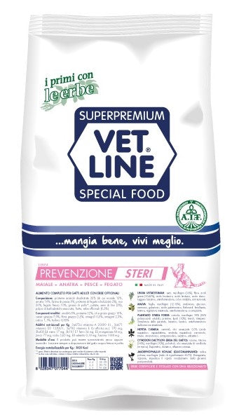 VETLINE GATTO PREVENZIONE STERI CON MAIALE,ANATRA,PESCE&FEGATO 3 KG