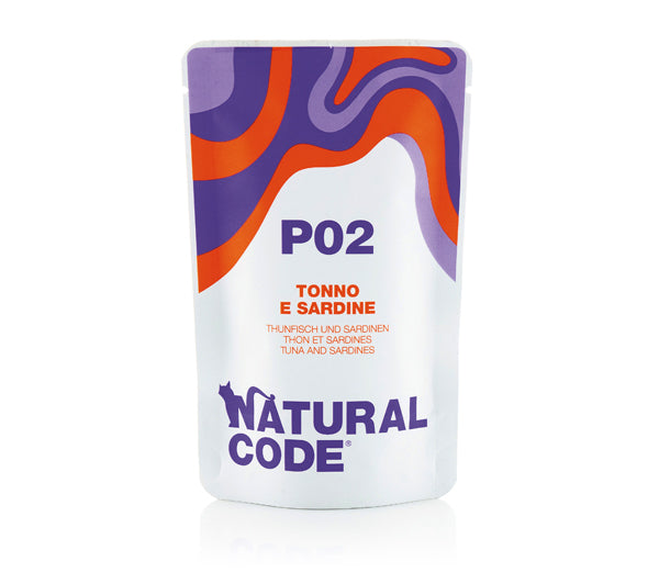 NATURAL CODE GATTO BUSTA (P02) ADULTO TONNO & SARDINE 70 GR