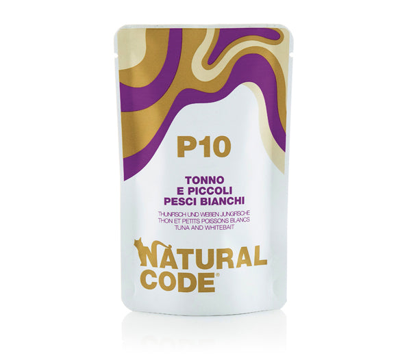 NATURAL CODE GATTO BUSTA (P10) ADULTO TONNO & PICCOLI PESCI BIANCHI 70 GR