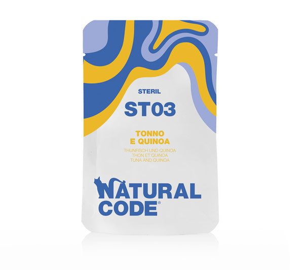 NATURAL CODE GATTO BUSTA (ST03) ADULTO STERILIZZATO TONNO & QUINOA 70 GR