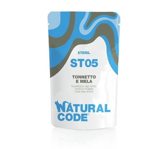 NATURAL CODE GATTO BUSTA (ST05) ADULTO STERILIZZATO TONNETTO & MELA 70 GR