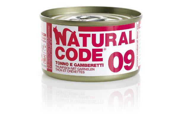 NATURAL CODE GATTO LATTINA (09) ADULTO TONNO & GAMBERETTI 85 GR